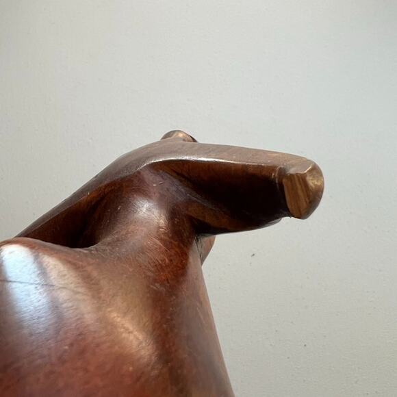 Vintage Water Buffalo Small Wood Figurine Sculpture Hand Carved 6" High - Picture 13 of 15